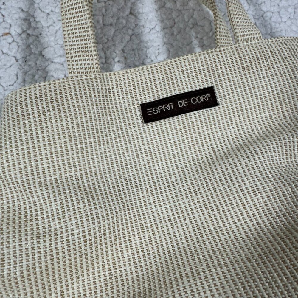 Esprit 1990s Y2K Vintage Raffia Mini Tote Bag Magnetic Closure Cottagecore - Picture 2 of 9